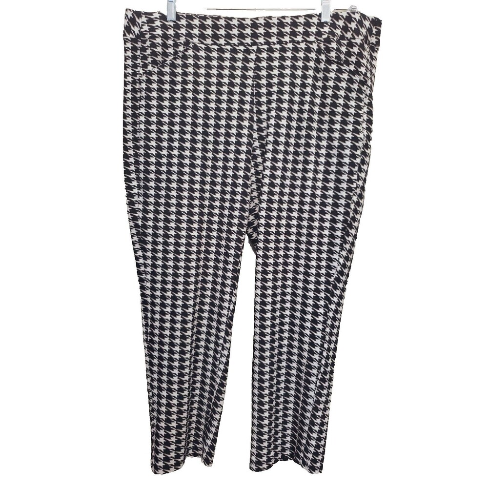 Chico's Jersey Knit Houndstooth Pull-On Ankle Pants with Pockets Size 3.5R (18)